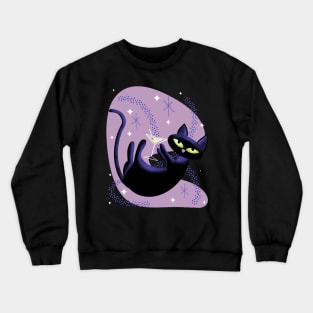 Retro Space Cat Falling with Drink Crewneck Sweatshirt